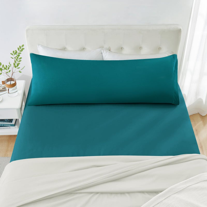 MILVOWOC 2Pcs Brushed Microfiber Body Pillowcases - 20 x 48 Inch  Teal Pillow Case Set Non Slip Envelope Pillow Cover with Moisture Absorption and Anti-Wrinkle - Image 2