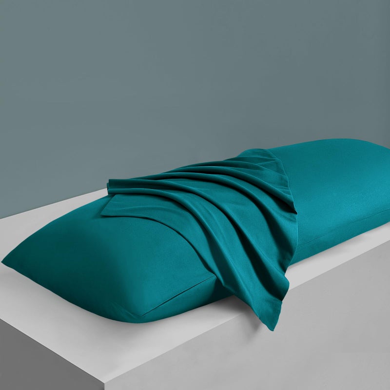 MILVOWOC 2Pcs Brushed Microfiber Body Pillowcases - 20 x 48 Inch  Teal Pillow Case Set Non Slip Envelope Pillow Cover with Moisture Absorption and Anti-Wrinkle - Image 5