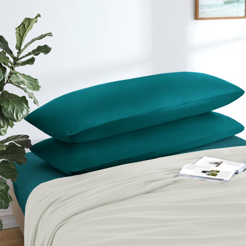 MILVOWOC 2Pcs Brushed Microfiber Body Pillowcases - 20 x 48 Inch  Teal Pillow Case Set Non Slip Envelope Pillow Cover with Moisture Absorption and Anti-Wrinkle - Image 3