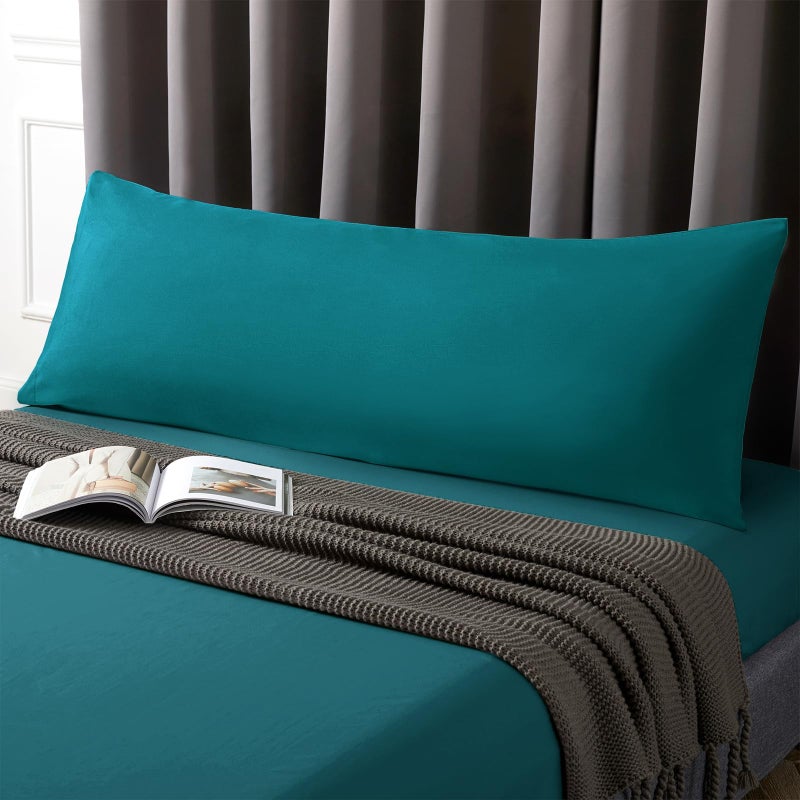 MILVOWOC 2Pcs Brushed Microfiber Body Pillowcases - 20 x 48 Inch  Teal Pillow Case Set Non Slip Envelope Pillow Cover with Moisture Absorption and Anti-Wrinkle - Image 4
