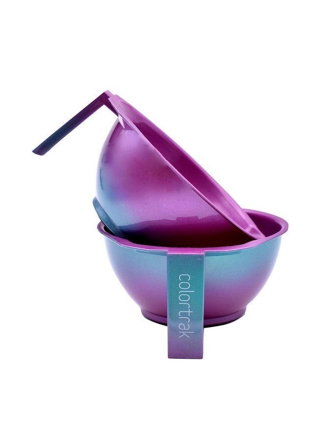 Colortrak Colortrak SC Aurora Bowls, Stackable Color Bowls With Non-Slip Rubber Bottom, Easy-Pour Spout Lip, Shimmer Gradient Design, Color Grid With Milliliter Measurements, 2 Bowls - Image 1