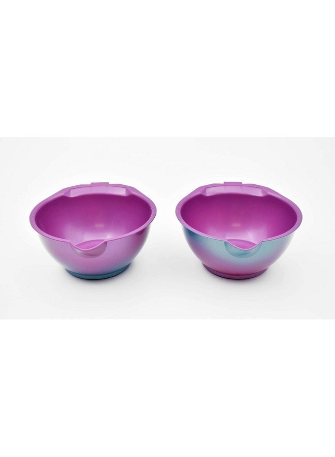 Colortrak Colortrak SC Aurora Bowls, Stackable Color Bowls With Non-Slip Rubber Bottom, Easy-Pour Spout Lip, Shimmer Gradient Design, Color Grid With Milliliter Measurements, 2 Bowls - Image 2