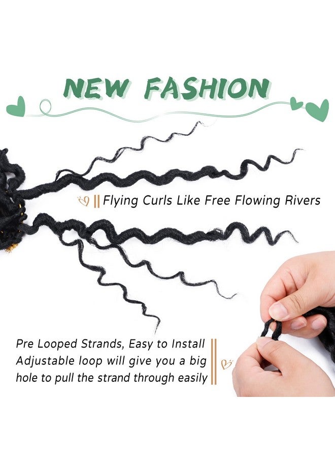 Liyate Goddess Locs Crochet Hair 12 Inch 6 Packs Faux Locs Crochet Hair For Black Women Pre Looped Soft River Locs Crochet Braids With Curly Hair Bohemian Hippie Locs Synthetic Hair Extensions(1B) - Image 3