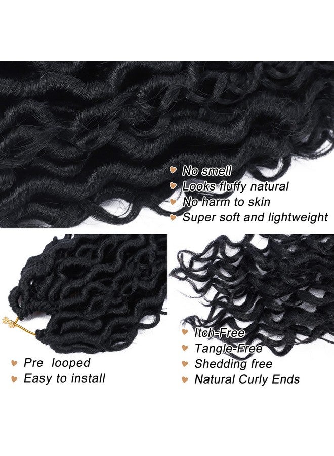 Liyate Goddess Locs Crochet Hair 12 Inch 6 Packs Faux Locs Crochet Hair For Black Women Pre Looped Soft River Locs Crochet Braids With Curly Hair Bohemian Hippie Locs Synthetic Hair Extensions(1B) - Image 2