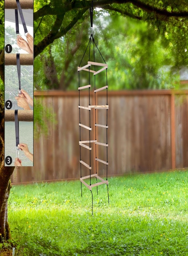 Boffle Hanging Square Ladder for Kids | Rope Ladder for Kids for Physical Activity | Tunnel Ladder Kids for Outdoor | Durable Hanging 4-Side Ladder Kids Made of Natural Wood - Image 5