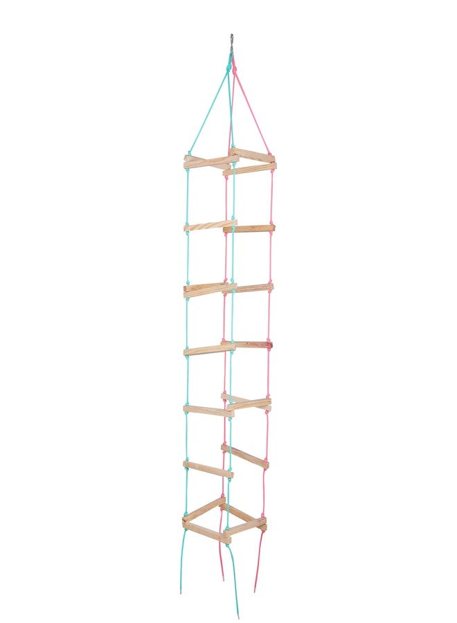 Boffle Hanging Square Ladder for Kids | Rope Ladder for Kids for Physical Activity | Tunnel Ladder Kids for Outdoor | Durable Hanging 4-Side Ladder Kids Made of Natural Wood - Image 1