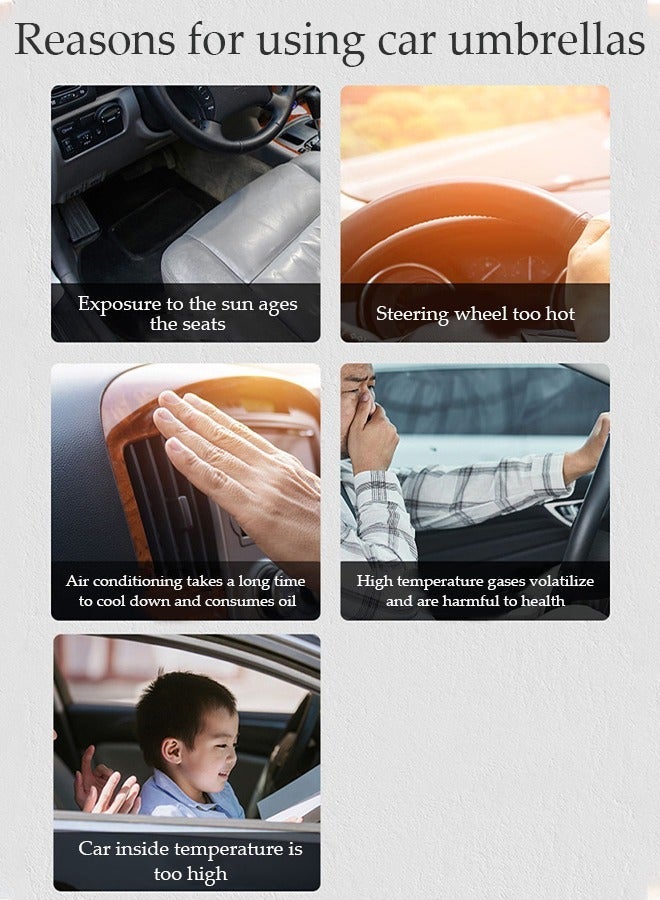 DUNISO Foldable Car Windshield Sunshade Umbrella Protect Car from UV Rays and Heat Keeps Cars Cool Sunshade Cover for Car Front Window - Image 3