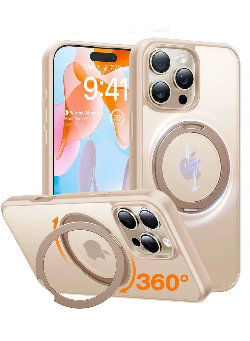X-level 360° Rotatable Magnetic iPhone 16 Pro MAX 6.9 inch,Fit for MagSafe 16 Pro MAX Phone Case, 16FT Shockproof,Flush Stand Ring,Translucent Slim Ostand,Desert Titanium Gold - Image 1