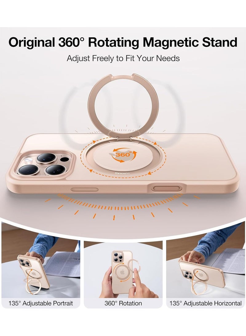 X-level 360° Rotatable Magnetic iPhone 16 Pro MAX 6.9 inch,Fit for MagSafe 16 Pro MAX Phone Case, 16FT Shockproof,Flush Stand Ring,Translucent Slim Ostand,Desert Titanium Gold - Image 2