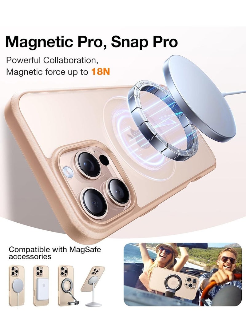 X-level 360° Rotatable Magnetic iPhone 16 Pro MAX 6.9 inch,Fit for MagSafe 16 Pro MAX Phone Case, 16FT Shockproof,Flush Stand Ring,Translucent Slim Ostand,Desert Titanium Gold - Image 3