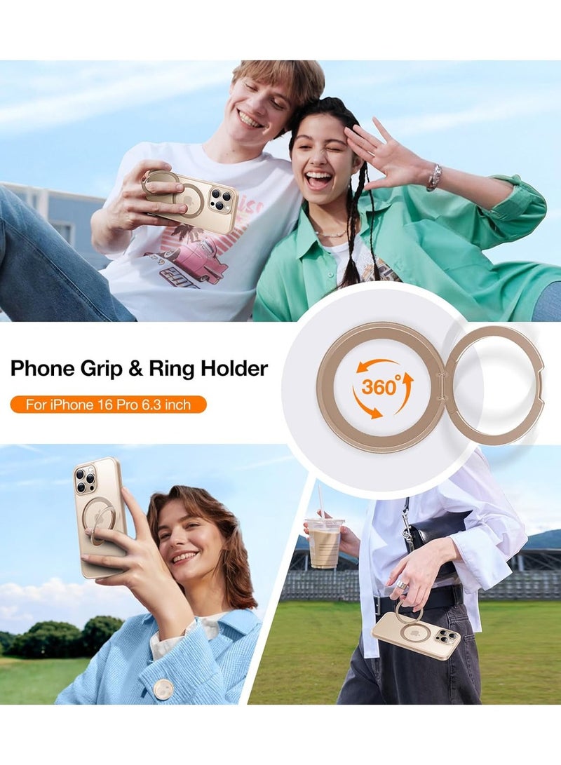 X-level 360° Rotatable Magnetic iPhone 16 Pro MAX 6.9 inch,Fit for MagSafe 16 Pro MAX Phone Case, 16FT Shockproof,Flush Stand Ring,Translucent Slim Ostand,Desert Titanium Gold - Image 4