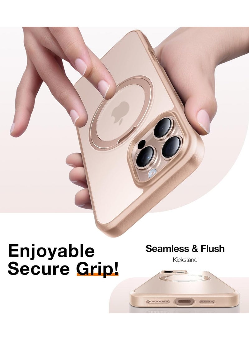 X-level 360° Rotatable Magnetic iPhone 16 Pro MAX 6.9 inch,Fit for MagSafe 16 Pro MAX Phone Case, 16FT Shockproof,Flush Stand Ring,Translucent Slim Ostand,Desert Titanium Gold - Image 5