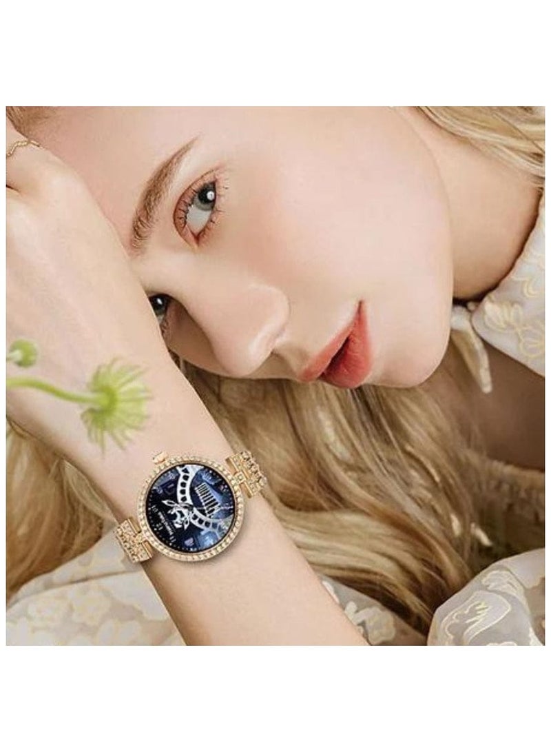 Haino Teko Haino Teko Germany RW51 Women's Smart Watch with Round AMOLED Display and Wireless Charger Gold Color Smartwatch - Image 1
