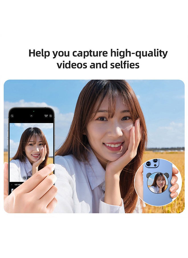 Universal Magnetic Selfie Mirror for Phone Back Camera Universal Phone Selfie Mirror Replacement for iPhone 15/14/13/12 Android Smartphone Video Selfie Vlog Accessories