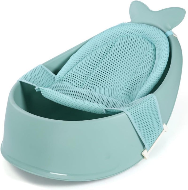 أورلينيك ORLENIC حوض استحمام للأطفال بثلاث مراحل مع حمالة ذكية – حوض استحمام للرضع مع وسادة دعم ناعمة، تصميم غير قابل للانزلاق، أوضاع استلقاء قابلة للتعديل، فتحة تصريف – من حديثي الولادة حتى الأطفال الجالسين (أخضر فاتح) - Image 1
