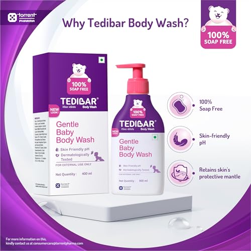 Tedibar Rich Moisturising Baby Body Wash with Skin Friendly PH | 100% Soap & Alkali Free | Prevents Dryness & Rahses,400 ml x Pack of 2 - Image 4