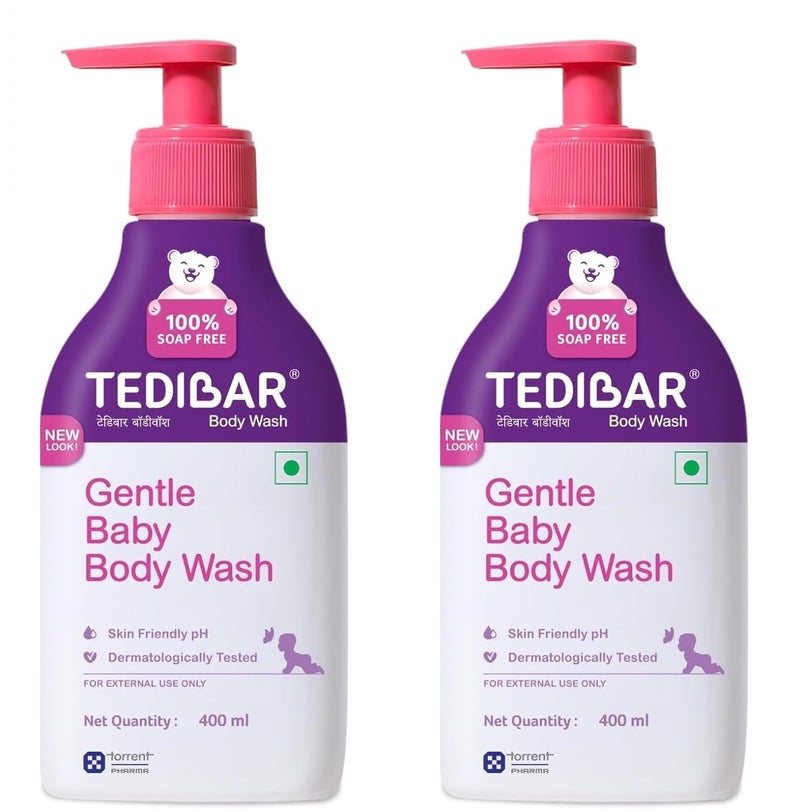 Tedibar Rich Moisturising Baby Body Wash with Skin Friendly PH | 100% Soap & Alkali Free | Prevents Dryness & Rahses,400 ml x Pack of 2 - Image 1