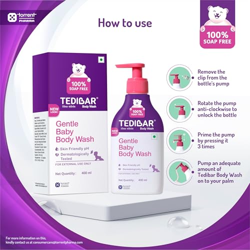 Tedibar Rich Moisturising Baby Body Wash with Skin Friendly PH | 100% Soap & Alkali Free | Prevents Dryness & Rahses,400 ml x Pack of 2 - Image 5