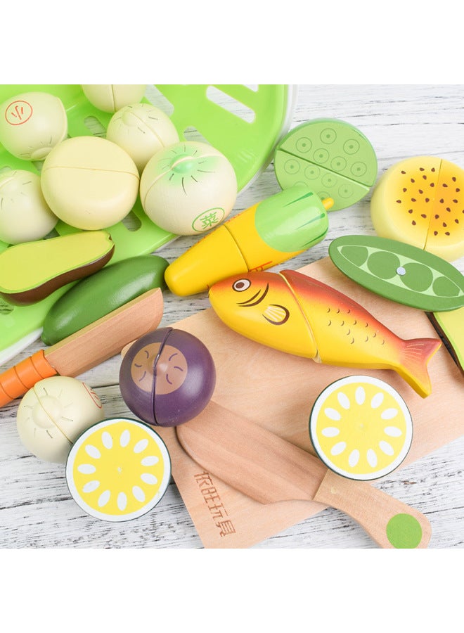 Realistic Wooden Kitchen Toys For Children Role Play Food And Fruit Bread Simulation Wood Craft Toys For Boys And Girls-Color:Egg Set - Image 3