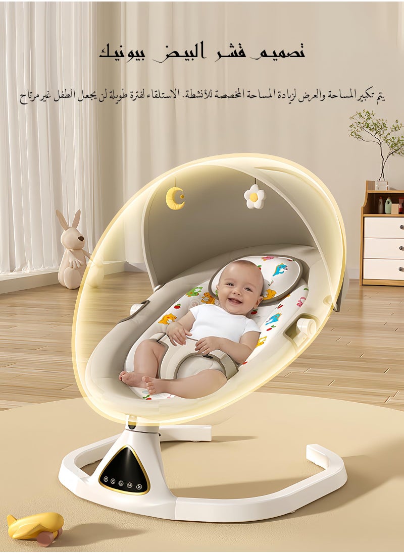بيبي لاند - أرجوحة كهربائية للأطفال الرضع، أرجوحة متعددة الاستخدامات مع جهاز تحكم عن بعد وبلوتوث لتشغيل الموسيقى، كرسي هزاز للأطفال الرضع مع 5 سرعات للتأرجح (كرسي أرجوحة كهربائي) - Image 1