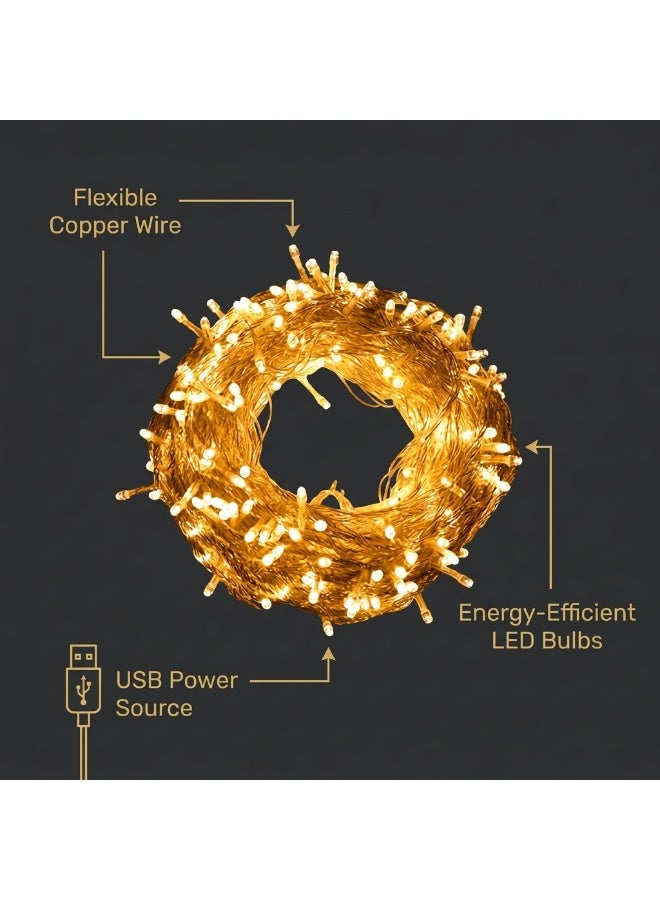 LED Fairy String Lights, 100 Warm White USB Powered Copper Wire Lights for Indoor Outdoor Decor - Image 5