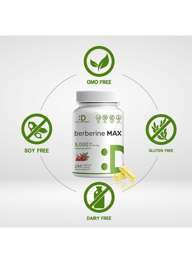 DEAL SUPPLEMENT Berberine Max Supplement, 5,000mg Per Serving, 240 Veggie Capsules – 97% Pure Berberine HCL – 25:1 Root Extract – Vegetarian Friendly, Non-GMO  - Image 3