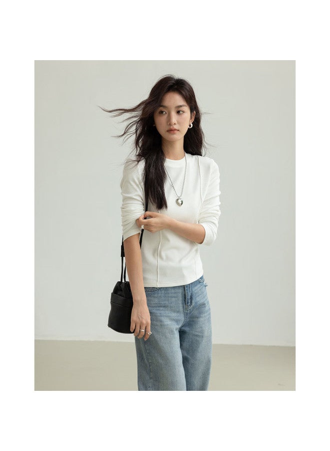 Dme Soft And Cozy Spring/autumn Round Neck Basic Shirt For Women - Image 4
