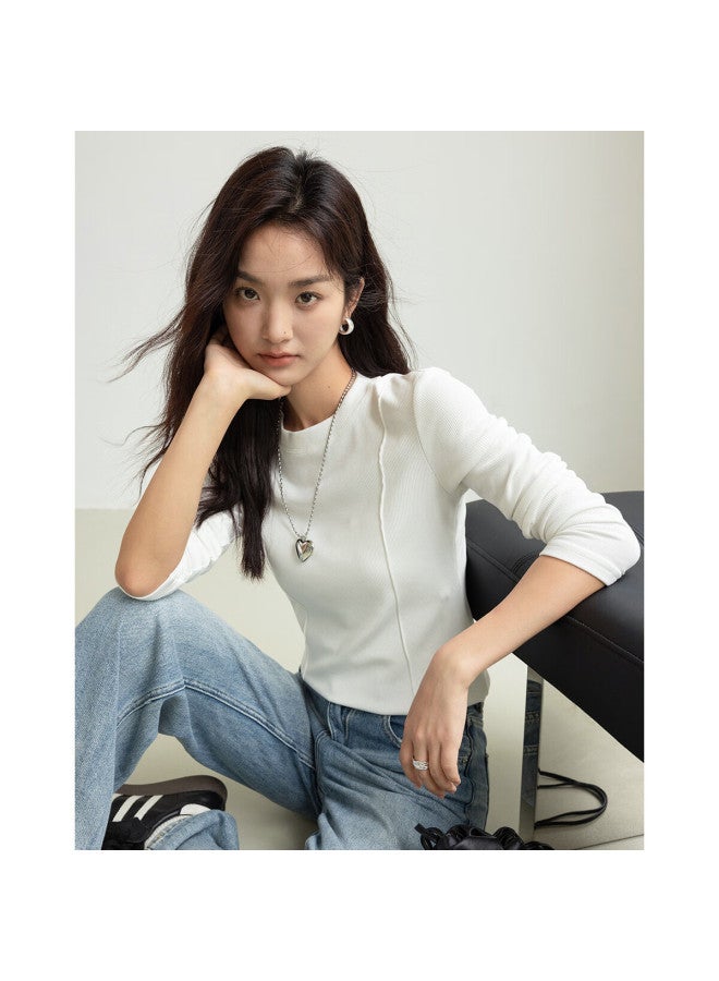 Dme Soft And Cozy Spring/autumn Round Neck Basic Shirt For Women - Image 1