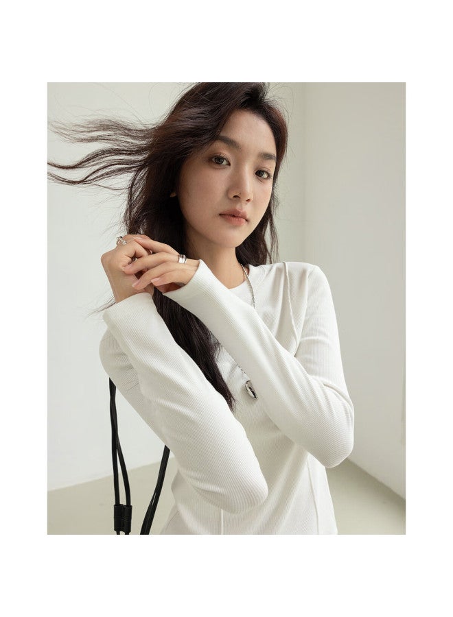 Dme Soft And Cozy Spring/autumn Round Neck Basic Shirt For Women - Image 5