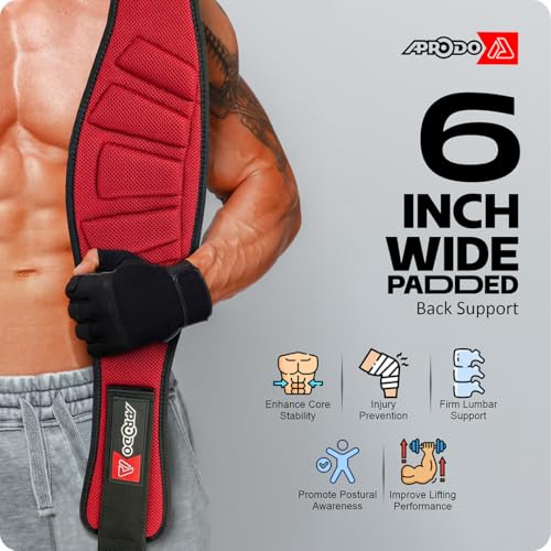 APRODO Power Guidance Nylon Weightlifting Belt Lumbar Waist Support Trainer Protector Belts for Weight Lifting Fitness Sport Gym for Men and Women (RED, X-Large 38'' - 42'') - Image 4
