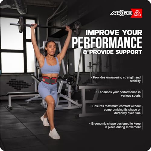 APRODO Power Guidance Nylon Weightlifting Belt Lumbar Waist Support Trainer Protector Belts for Weight Lifting Fitness Sport Gym for Men and Women (RED, X-Large 38'' - 42'') - Image 2