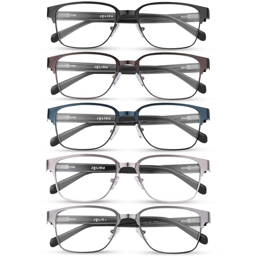 JOLISU 5PCS Reading Glasses Men - Blue Light Blocking Metal Frame for Mens/Women - Durable Readers Fit Read（1.50） - Image 1