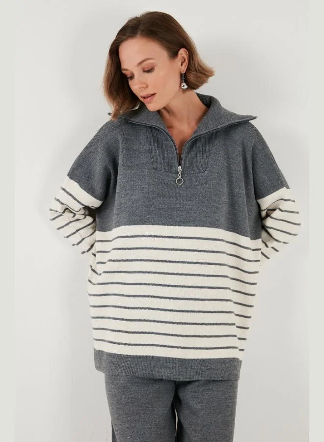 Lela Lela Acrylic Half-Zip Collar Knit Sweater Women's SWEATER 4615221