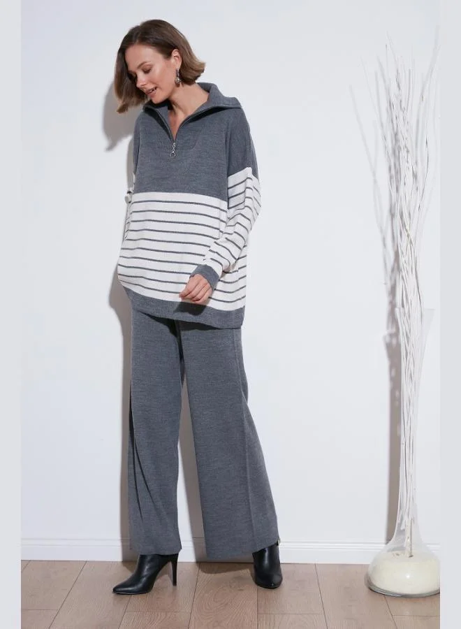 Lela Lela Acrylic Half-Zip Collar Knit Sweater Women's SWEATER 4615221