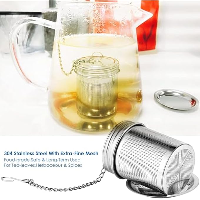 HBSTUDIO Tea InfuserCooking Infuser With Extra Fine Mesh Tea Ball Strainers Threaded Connection 188 Stainless Steel With Extended Chain Hook To Brew Loose Leaf TeaSpices  Seasonings2Pack - Image 4