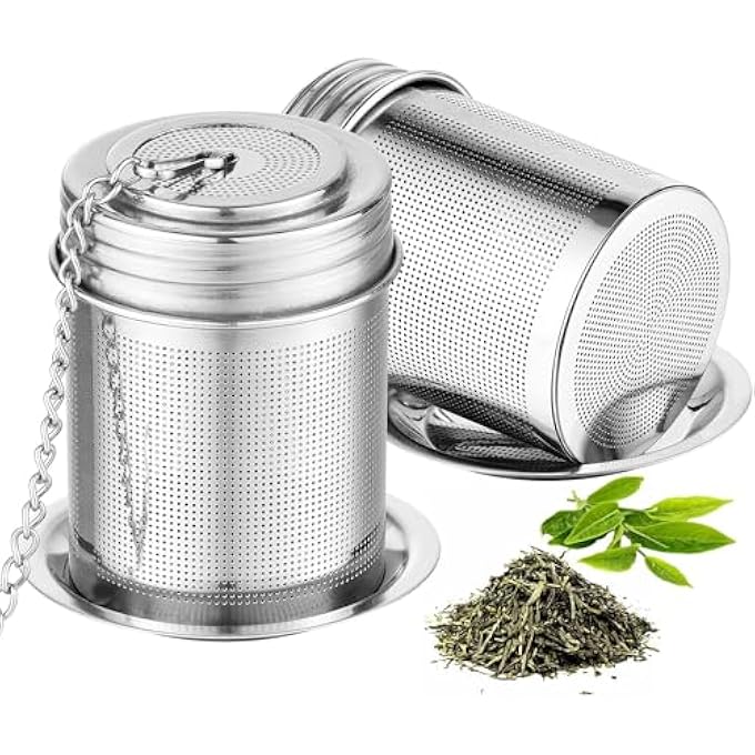 HBSTUDIO Tea InfuserCooking Infuser With Extra Fine Mesh Tea Ball Strainers Threaded Connection 188 Stainless Steel With Extended Chain Hook To Brew Loose Leaf TeaSpices  Seasonings2Pack - Image 2