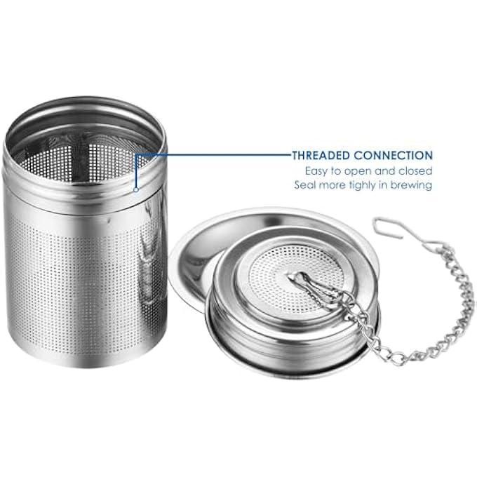 HBSTUDIO Tea InfuserCooking Infuser With Extra Fine Mesh Tea Ball Strainers Threaded Connection 188 Stainless Steel With Extended Chain Hook To Brew Loose Leaf TeaSpices  Seasonings2Pack - Image 3