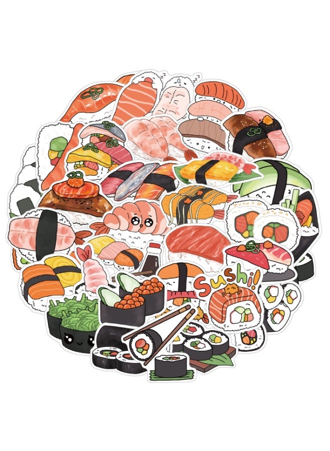 NIBEMINENT 50 Pcs Sushi Rice Ball Deco Kit Waterproof Stickers, High Definition Printing Bright Colors, Suitable for Laptop Skateboard Luggage Water Bottle Guitar DIY - Image 2
