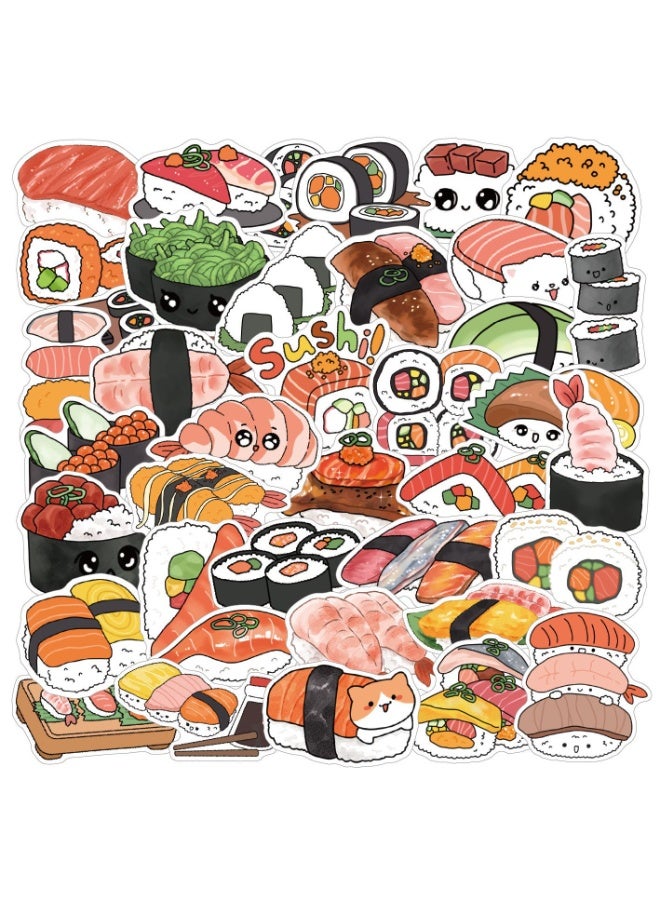 NIBEMINENT 50 Pcs Sushi Rice Ball Deco Kit Waterproof Stickers, High Definition Printing Bright Colors, Suitable for Laptop Skateboard Luggage Water Bottle Guitar DIY - Image 1