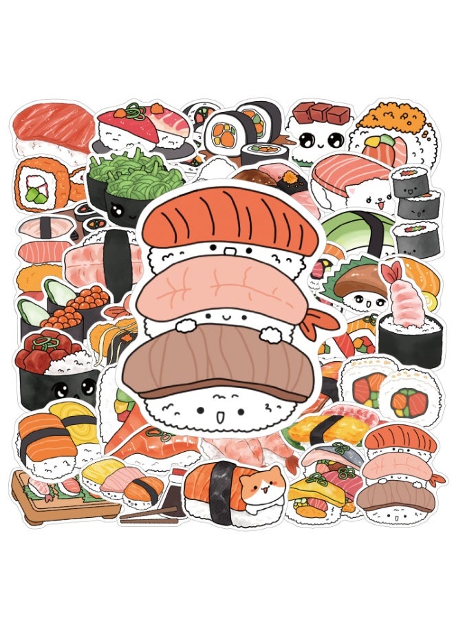 NIBEMINENT 50 Pcs Sushi Rice Ball Deco Kit Waterproof Stickers, High Definition Printing Bright Colors, Suitable for Laptop Skateboard Luggage Water Bottle Guitar DIY - Image 3