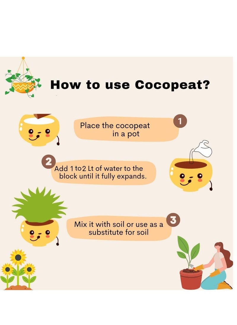 5Kg Coco Peat Coir Blocks For Indoor And Outdoor Plants Medium Growing Low EC Soil Subtract