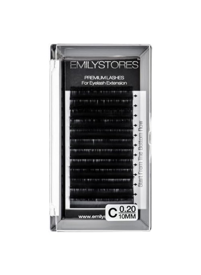 EMILYSTORES Eyelash Extensions 020mm Thickness C Curl 10mm Length Natural Looking Individual Volume Eyelashes For Lash Extensions020C10mm - Image 1