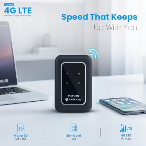 LAPCARE 4G LTE Wireless Dongle with 3000mAh Battery | SIM Slot | Up to 150 Mbps Speed | Connect Up to 10 Devices | Type-C Charging Port - Image 2