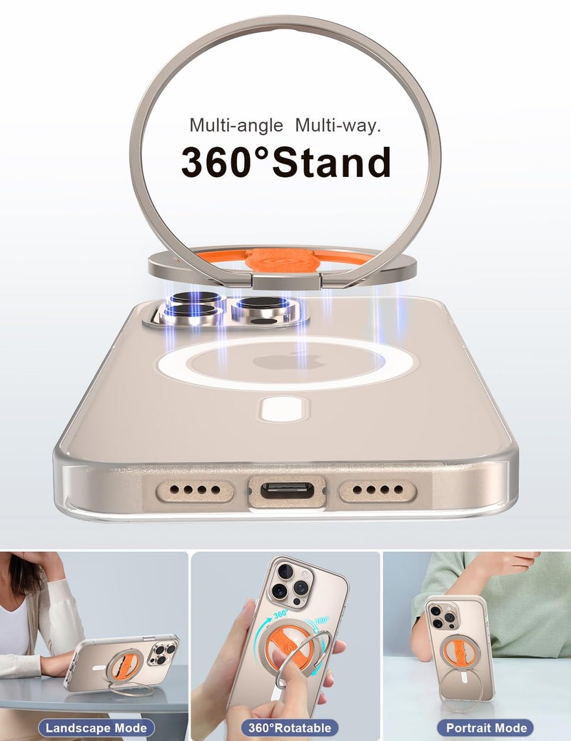 EWA MagOne 3rd Gen [Compatible with MagSafe] Phone Grip Stand with Finger Strap, Removable Magnetic Ring Holder Kickstand Loop for iPhone 17,16,15,14,13,12 Series-(Gold-Orange) - Image 2