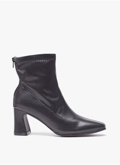 Women Solid Boots with Zip Closure and Block Heels