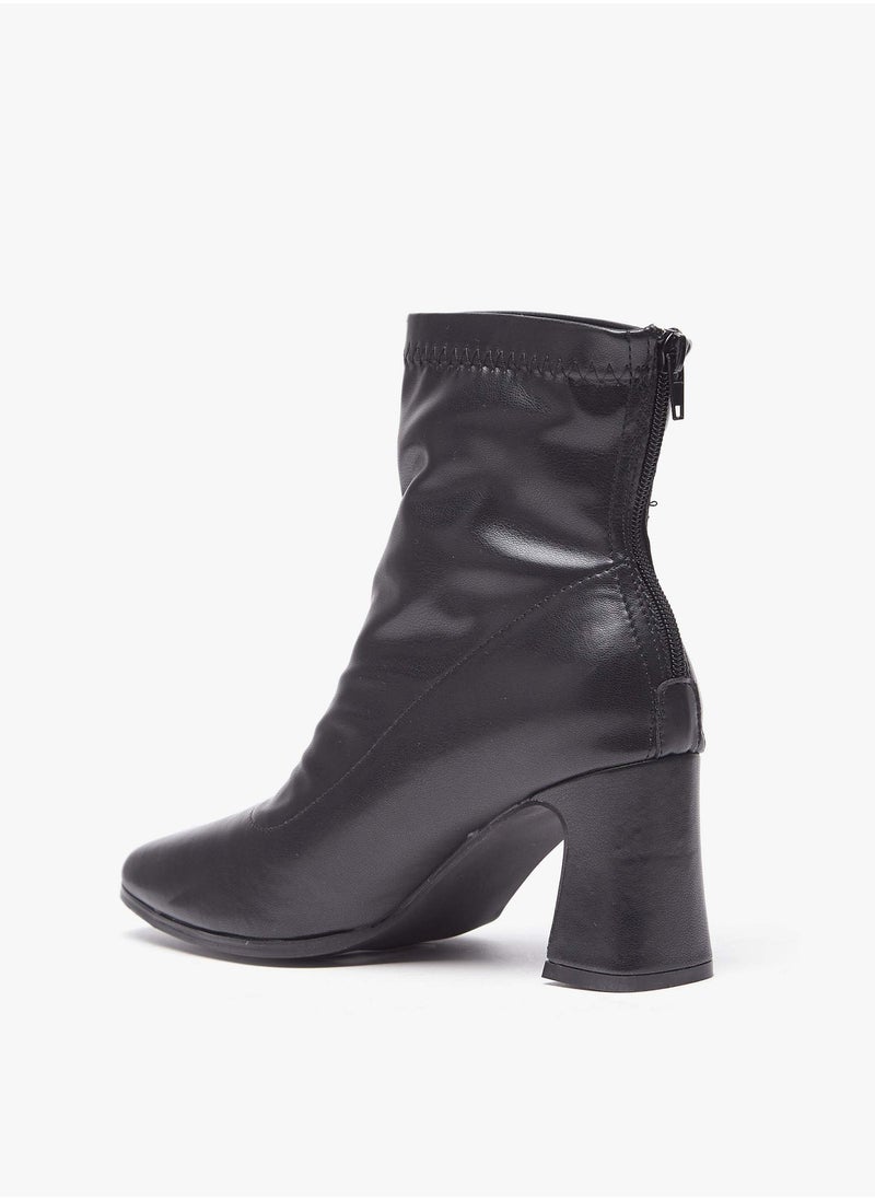 Flora Bella By Shoexpress - Women Solid Boots with Zip Closure and Block Heels - Image 1