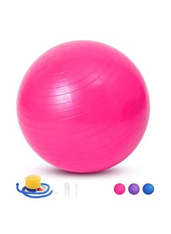 Gym Ball Exercise Ball Anti Burst Yoga Ball With Quick Pump 55cm/65cm/75cm Thick Balance Ball Chair for Birthing Fitness Workout Stability Pilates Gym And Home (Pink)