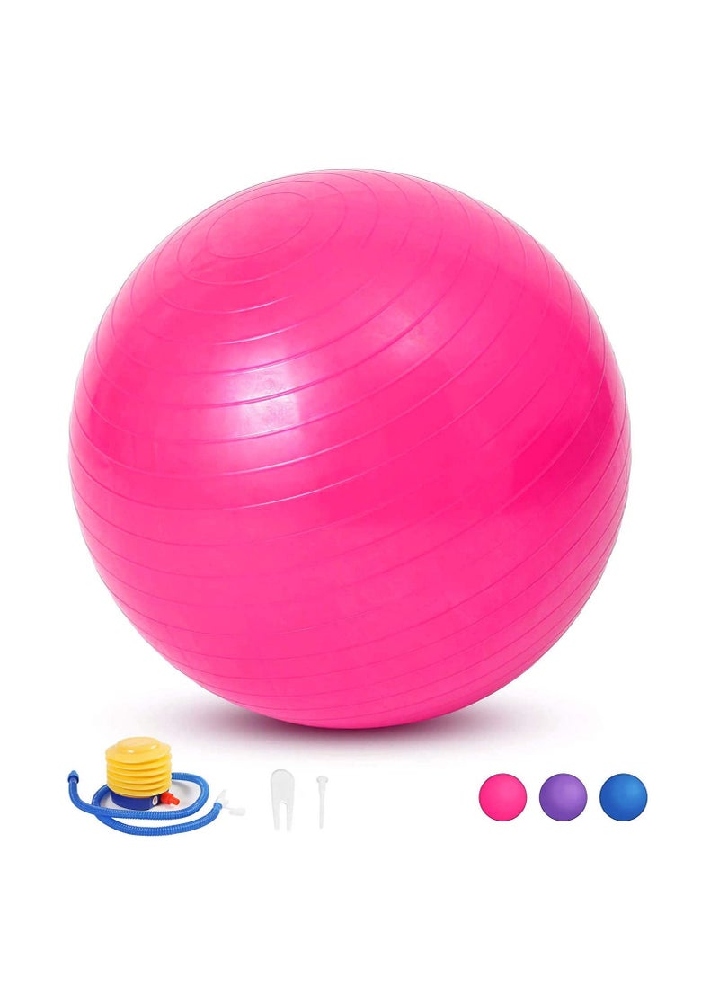 Ntech - Gym Ball Exercise Ball Anti Burst Yoga Ball With Quick Pump 55cm/65cm/75cm Thick Balance Ball Chair for Birthing Fitness Workout Stability Pilates Gym And Home (Pink) - Image 1