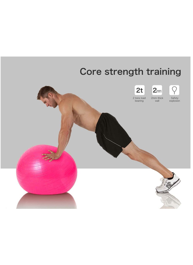Ntech - Gym Ball Exercise Ball Anti Burst Yoga Ball With Quick Pump 55cm/65cm/75cm Thick Balance Ball Chair for Birthing Fitness Workout Stability Pilates Gym And Home (Pink) - Image 1
