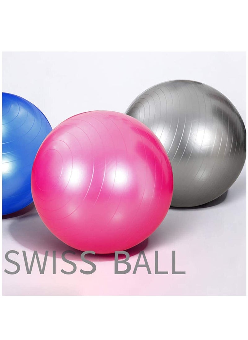 Ntech - Gym Ball Exercise Ball Anti Burst Yoga Ball With Quick Pump 55cm/65cm/75cm Thick Balance Ball Chair for Birthing Fitness Workout Stability Pilates Gym And Home (Pink) - Image 1